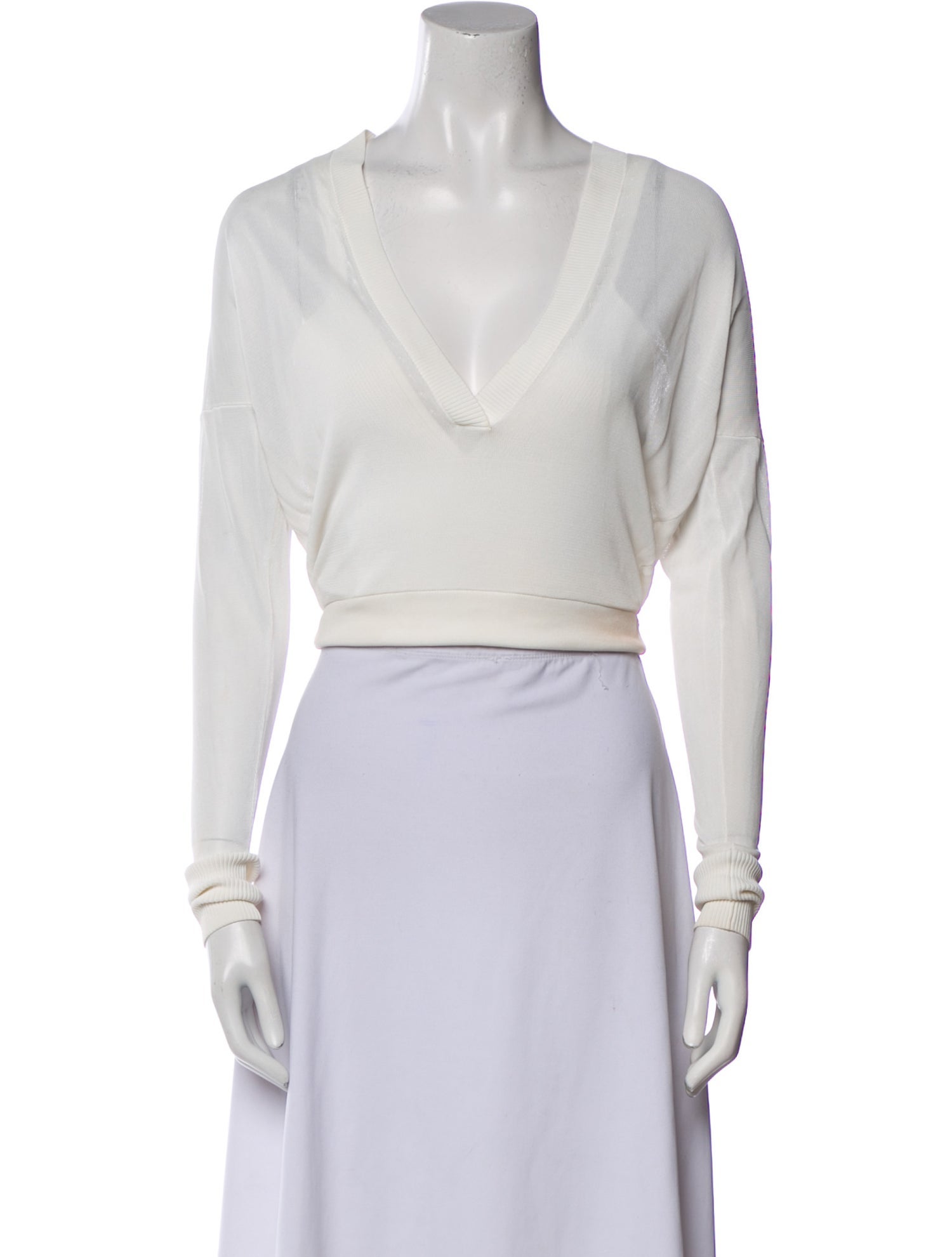 Dion Lee V-Neck Long Sleeve Crop Top