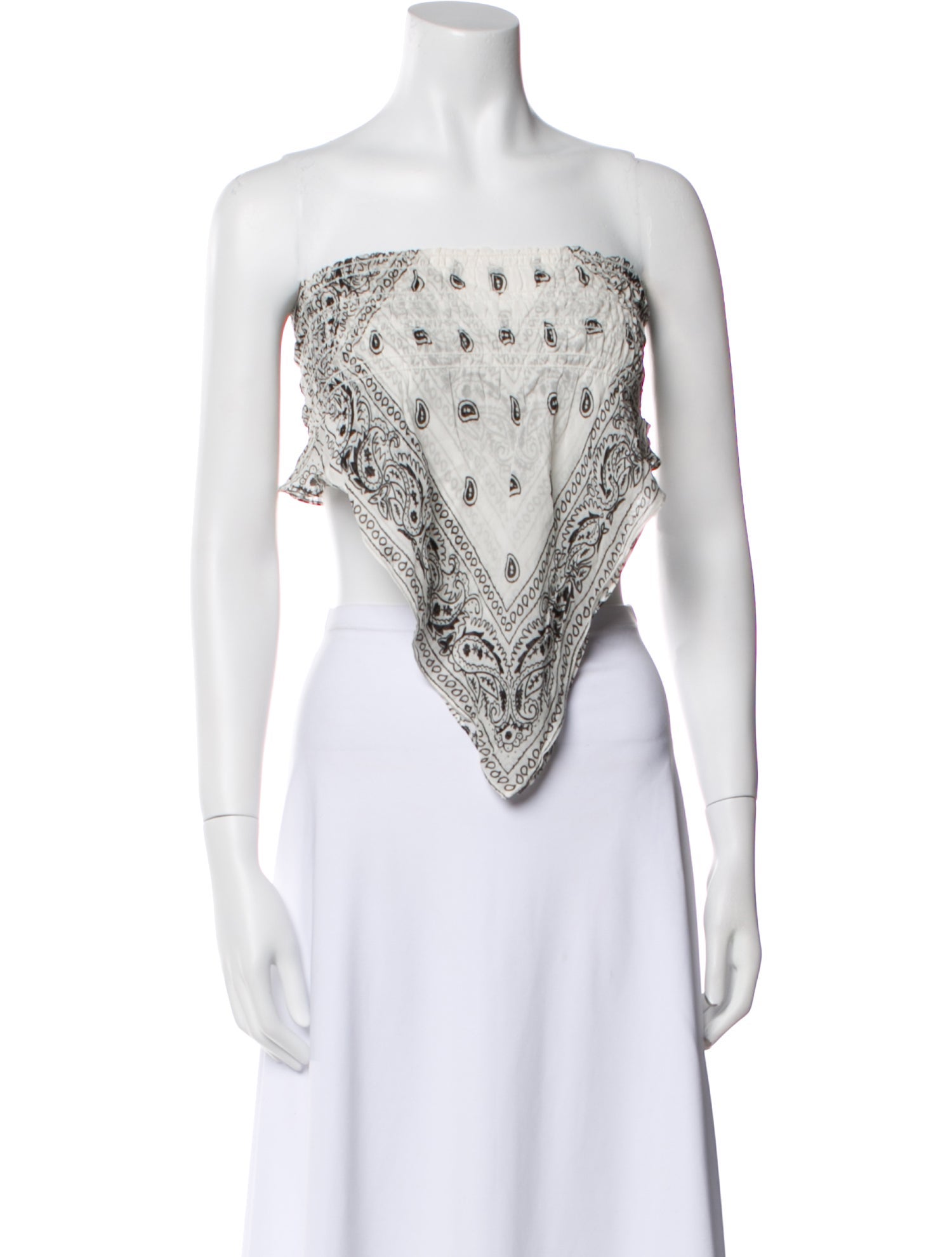 Dion Lee Paisley Print Strapless Crop Top