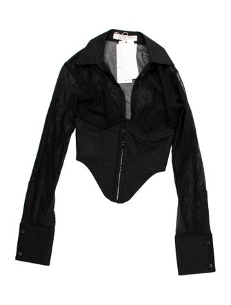 Dion Lee Plunge Neckline Long Sleeve Bodysuit