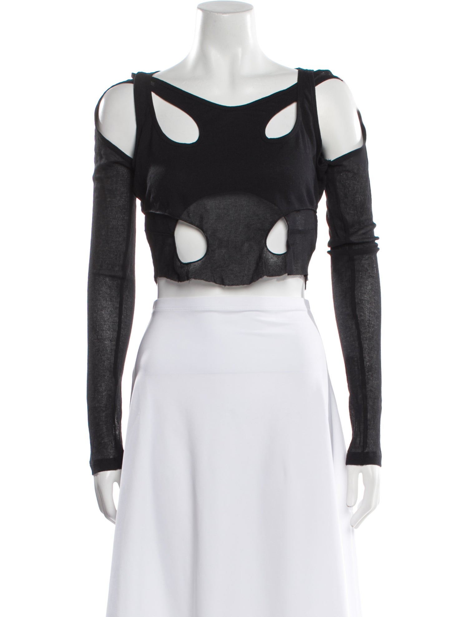 Dion Lee Square Neckline Long Sleeve Crop Top