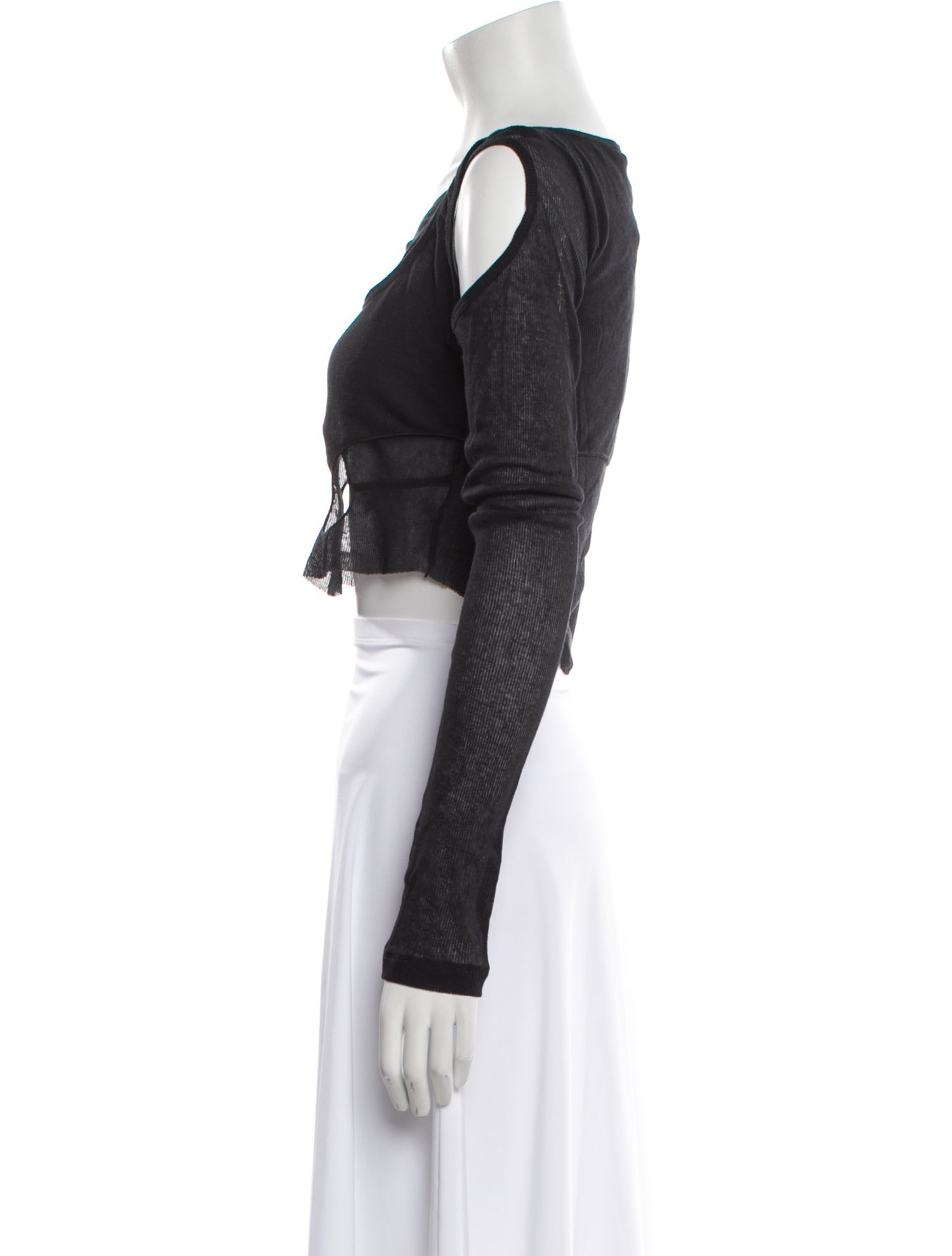 Dion Lee Square Neckline Long Sleeve Crop Top