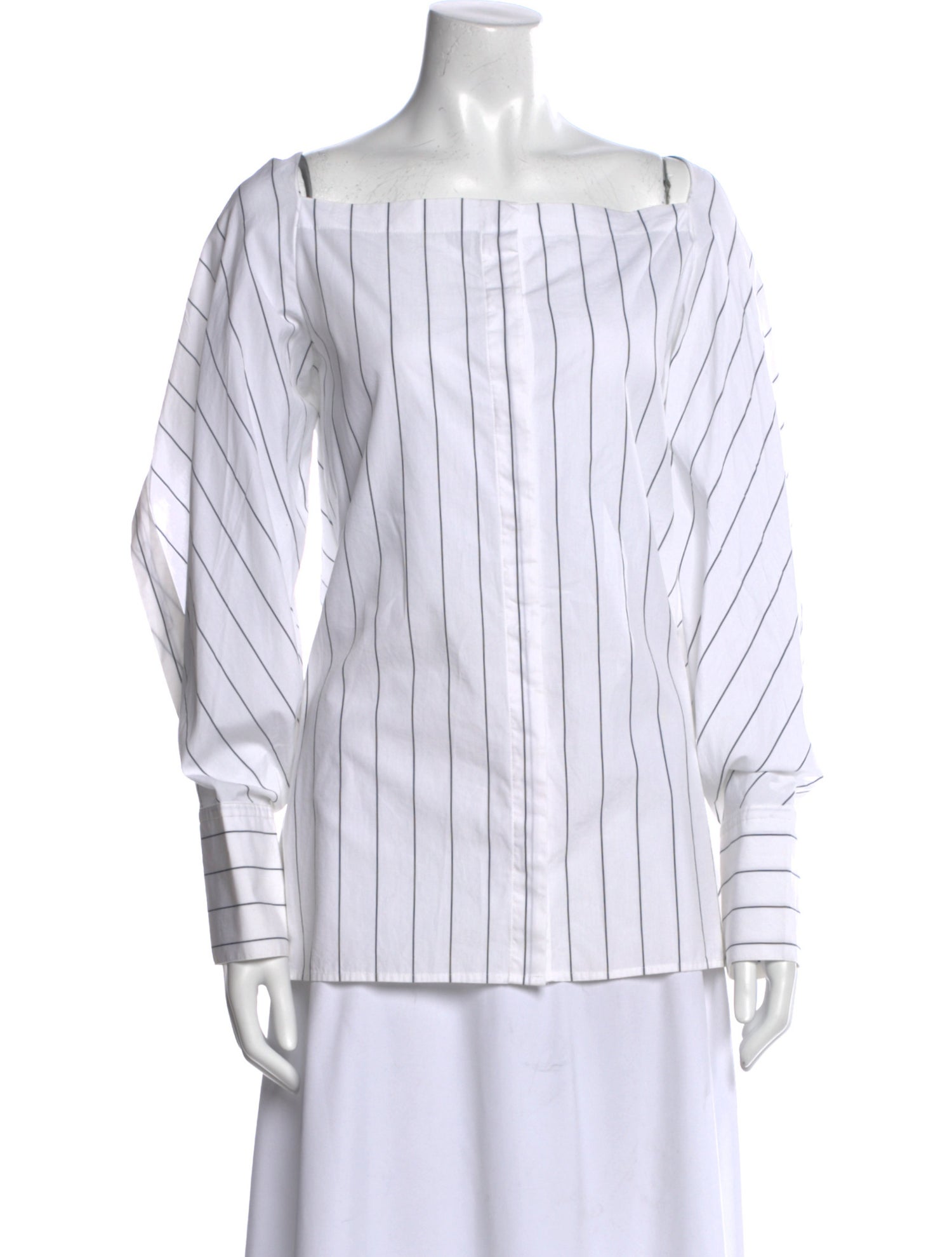 Dion Lee Striped Off-The-Shoulder Button-Up Top