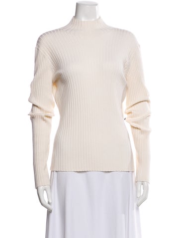Pre-owned Dion Lee Merino Wool Mock Neck Sweater W/ Tags In Neutral