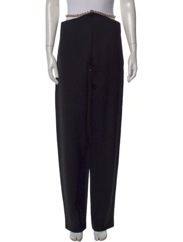 Pre-owned Dion Lee Virgin Wool Wide Leg Pants In Black