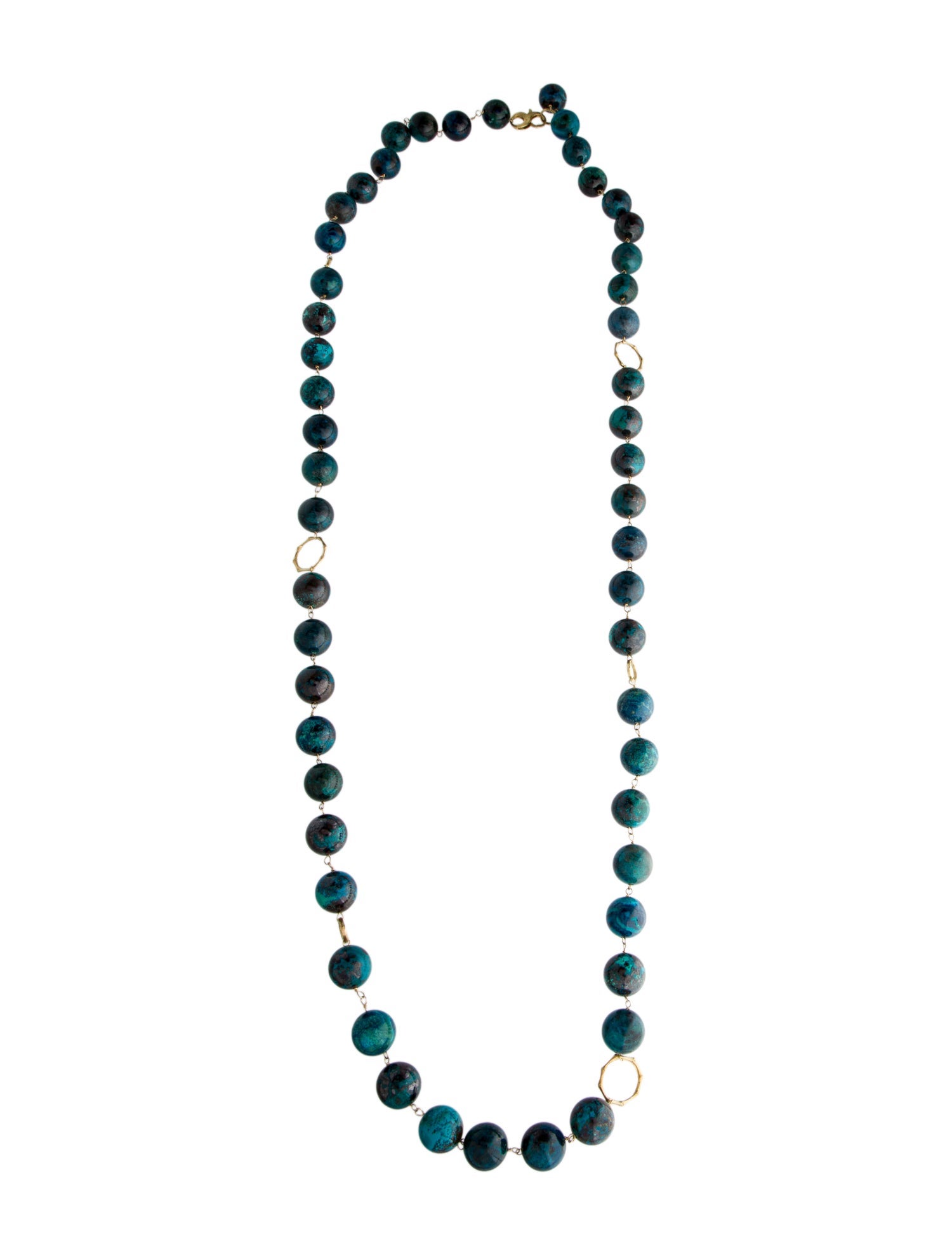 Dominique Cohen 18K Chrysocolla Bead Strand Necklace