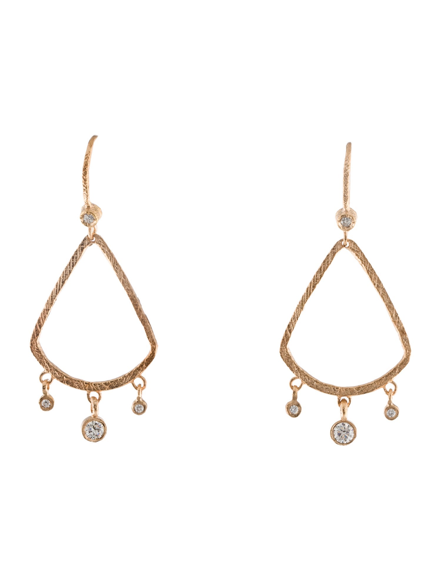 Dominique Cohen 18K Diamond Fringe, Textured Drop earring