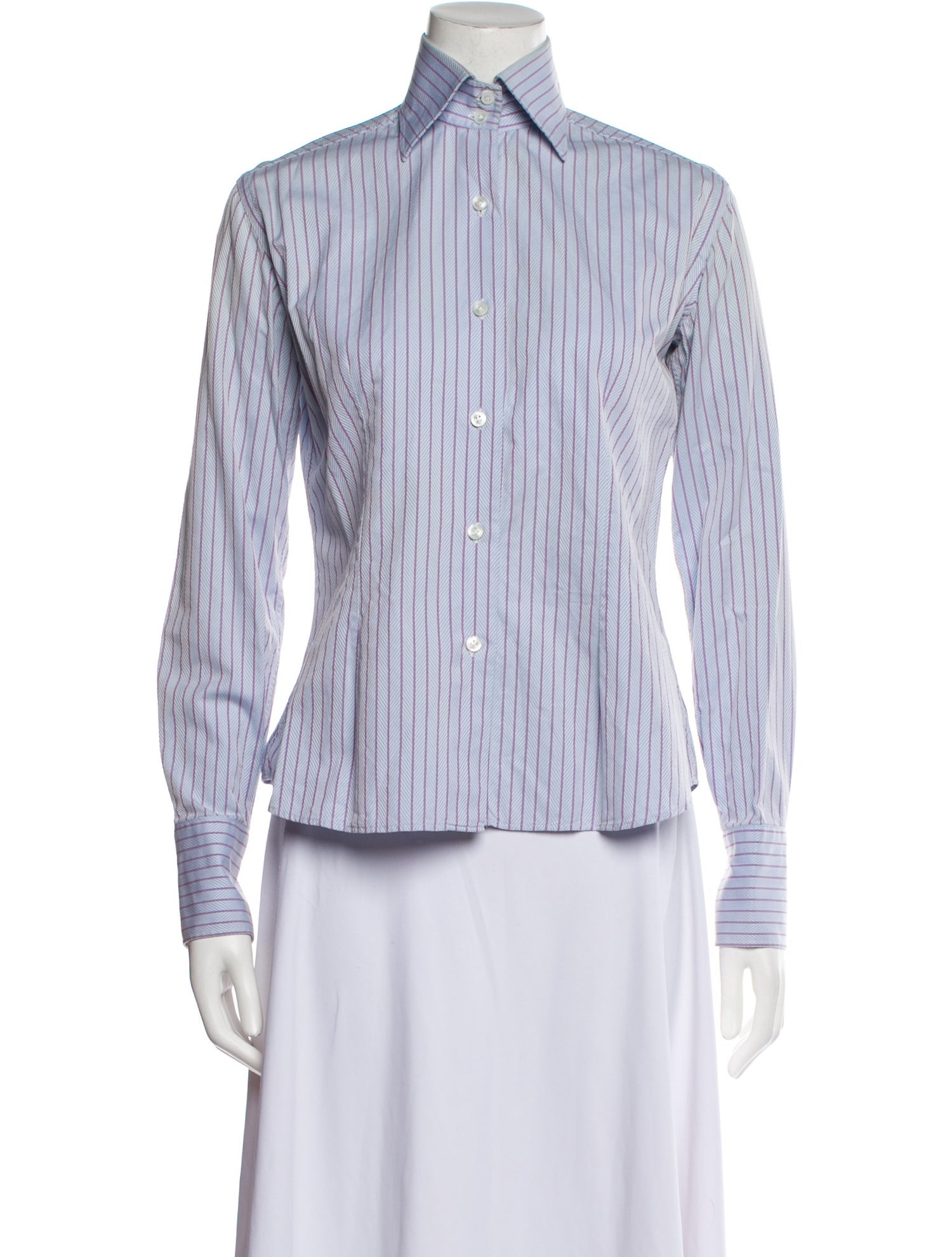 Domenico Vacca Striped Long Sleeve Button-Up Top