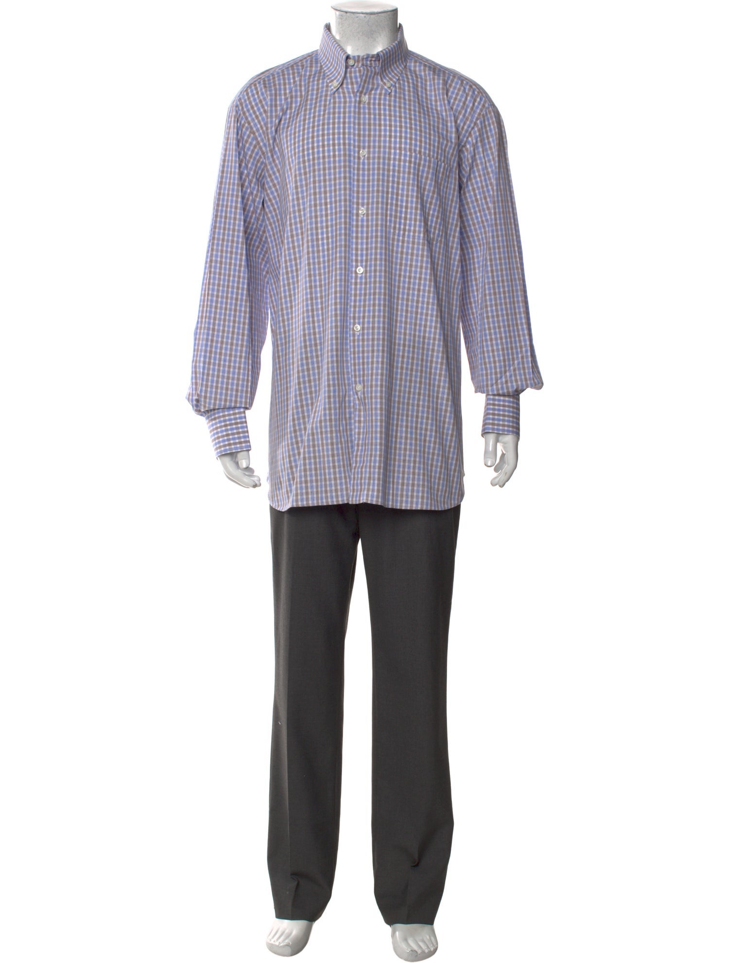 Domenico Vacca Plaid Print Long Sleeve Dress Shirt