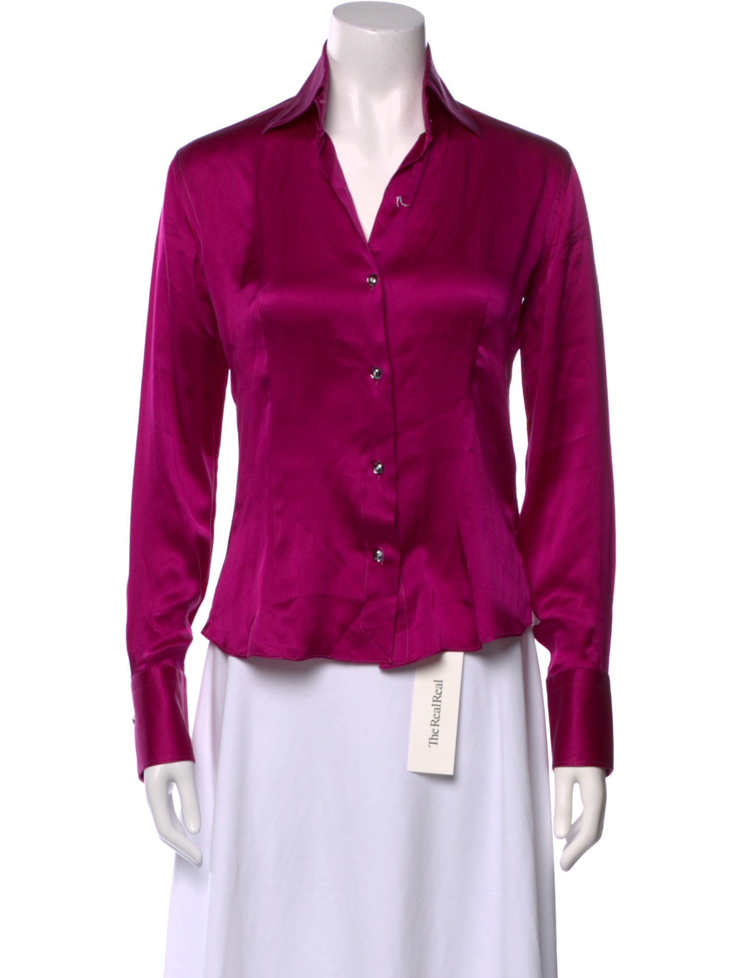 Domenico Vacca Silk Long Sleeve Button-Up Top