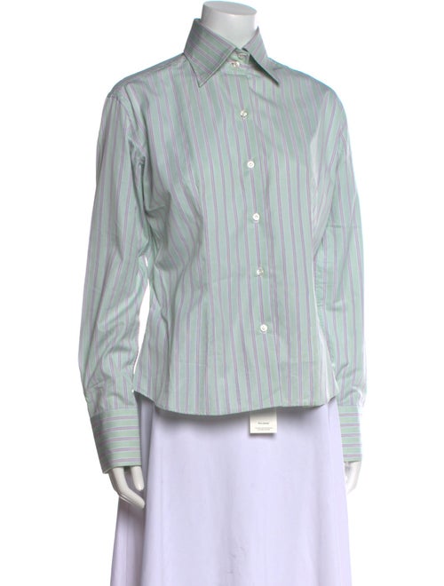 Domenico Vacca Striped Long Sleeve Button-Up Top