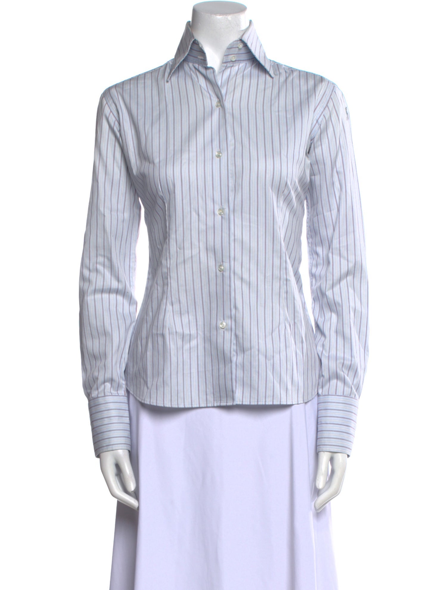 Domenico Vacca Striped Long Sleeve Button-Up Top