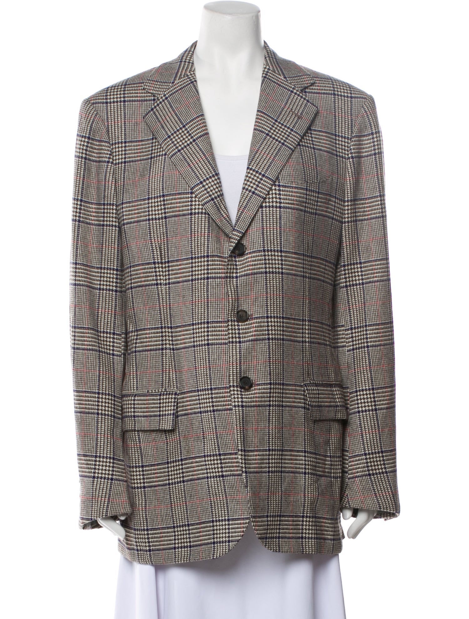 Domenico Vacca Wool Plaid Print Blazer