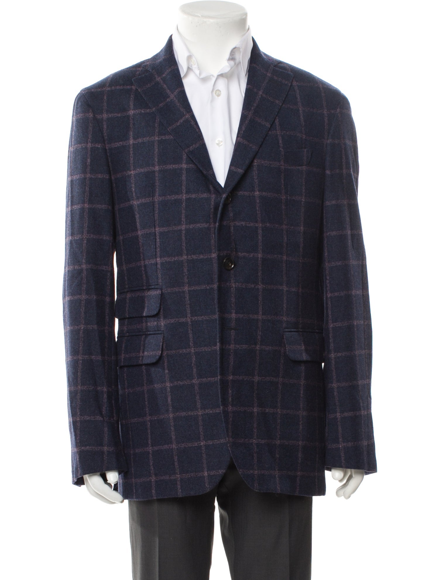 Domenico Vacca Virgin Wool Plaid Print Blazer