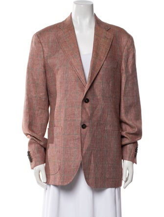 Domenico Vacca Linen Plaid Print Blazer