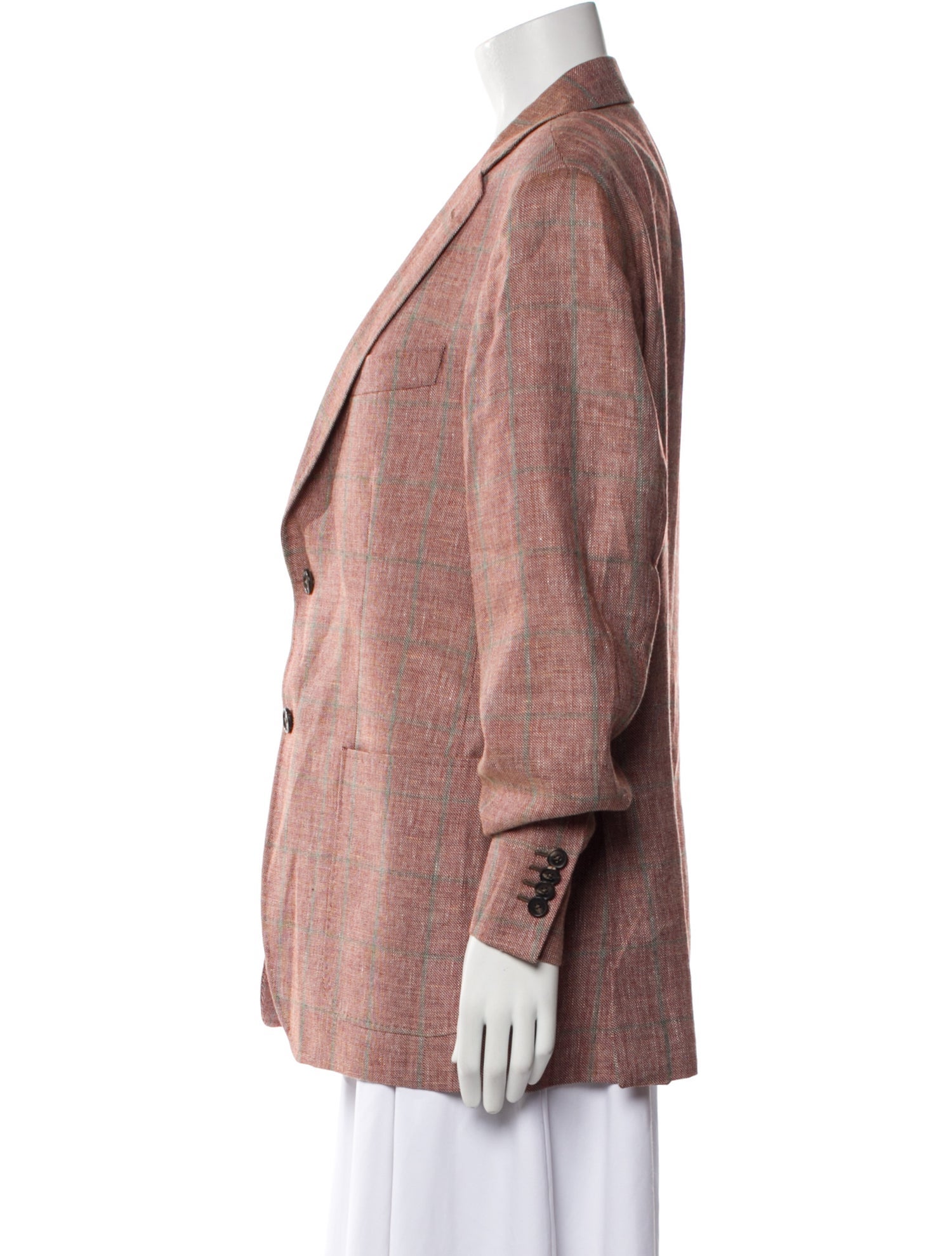 Domenico Vacca Linen Plaid Print Blazer