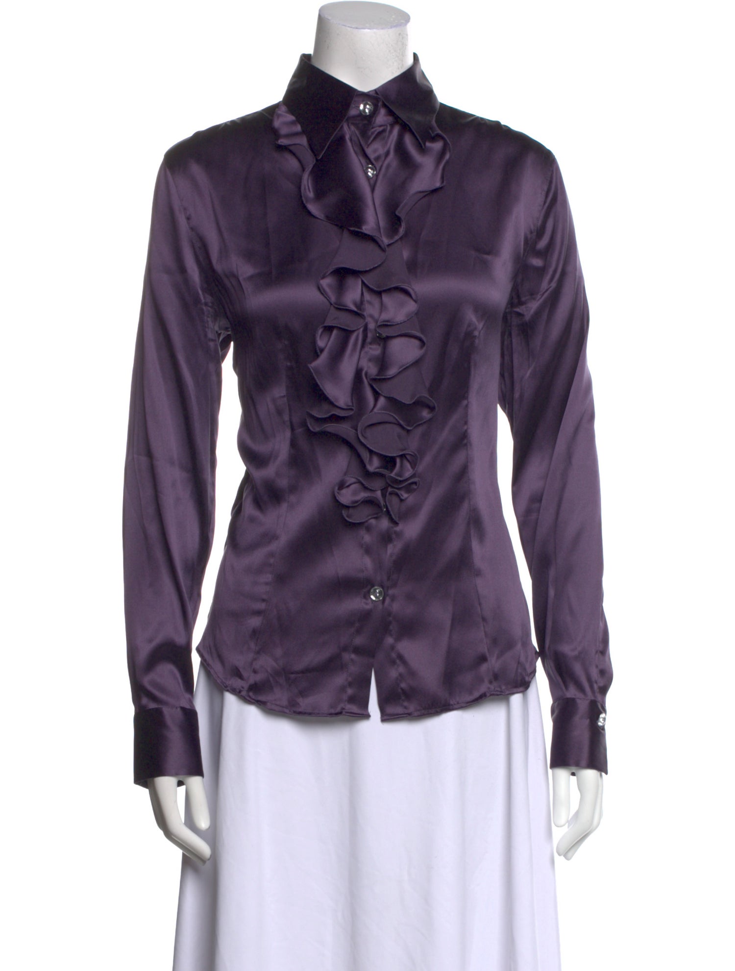 Domenico Vacca Silk Long Sleeve Button-Up Top