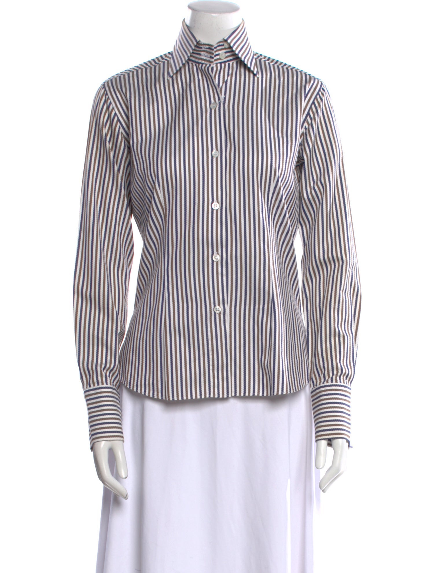 Domenico Vacca Striped Long Sleeve Button-Up Top