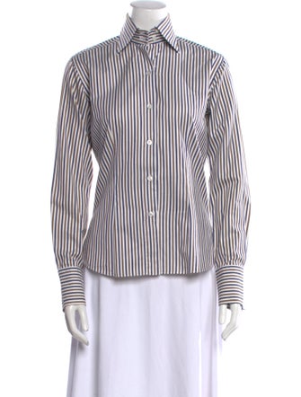 Domenico Vacca Striped Long Sleeve Button-Up Top