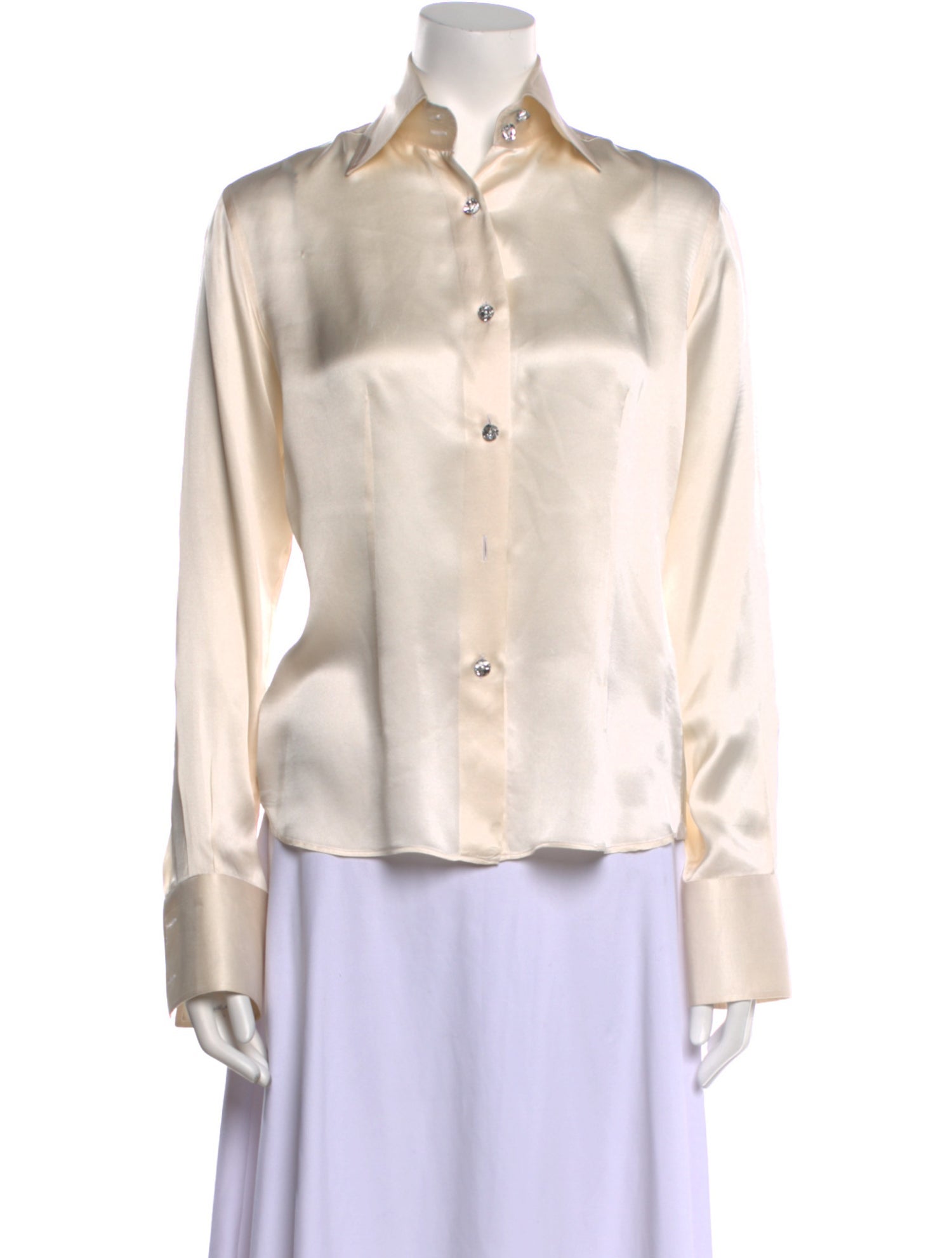 Domenico Vacca Silk Long Sleeve Button-Up Top