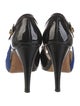 Domenico Vacca Patent Leather Colorblock Pattern Slingback Pumps