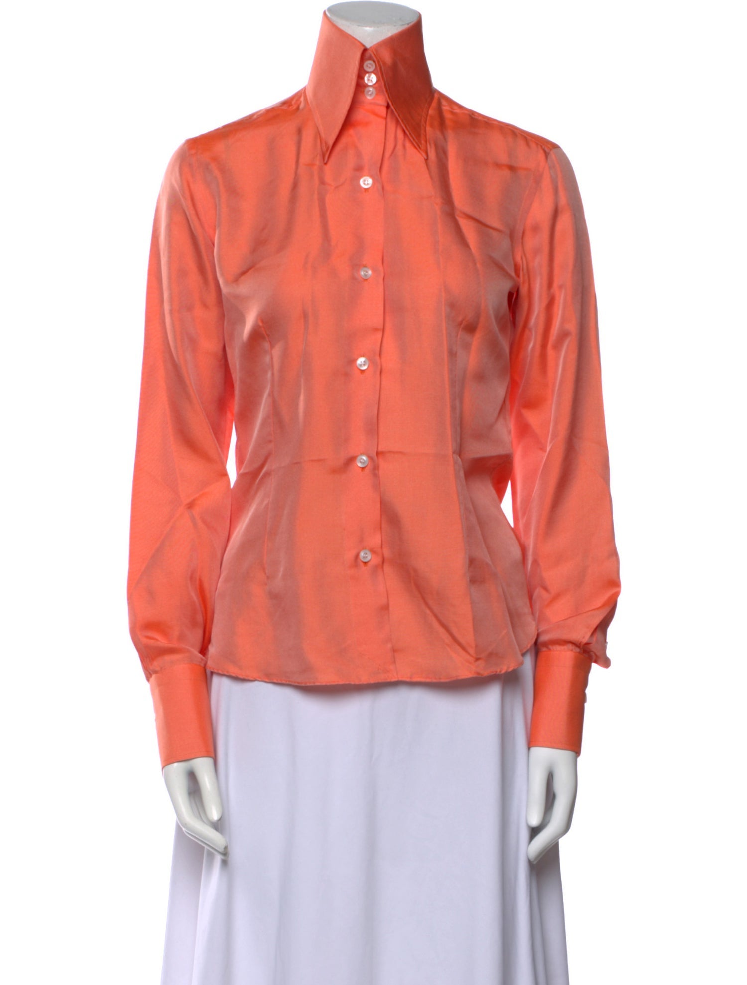 Domenico Vacca Silk Long Sleeve Button-Up Top