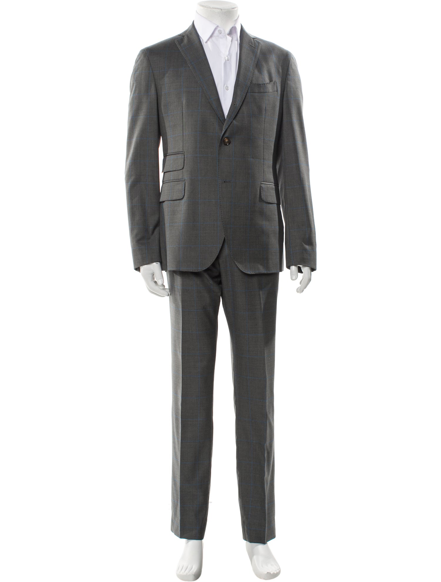 Domenico Vacca Wool Plaid Print Two-Piece Suit