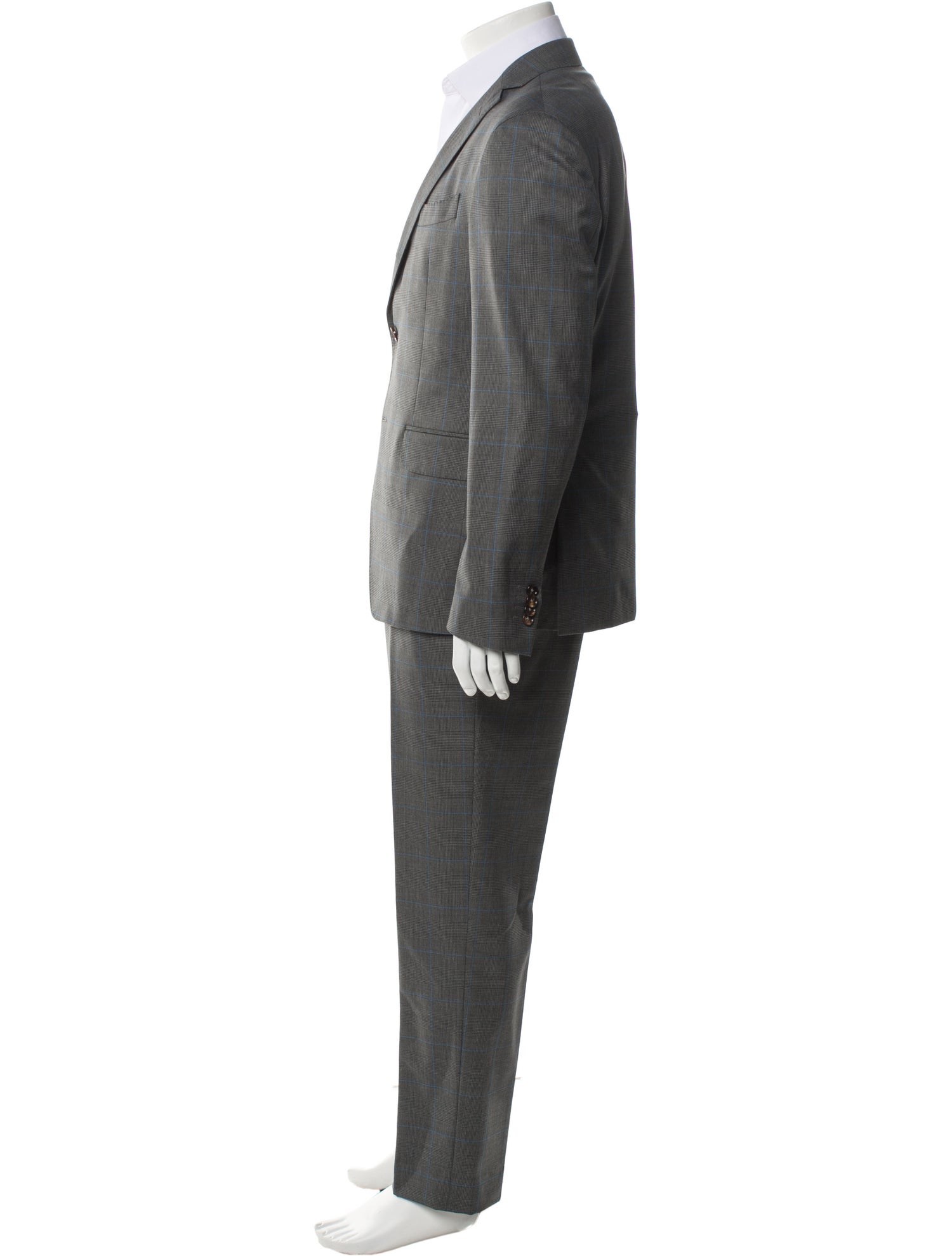 Domenico Vacca Wool Plaid Print Two-Piece Suit