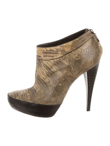 Donna Karan Lizard Round-Toe Ankle Boots