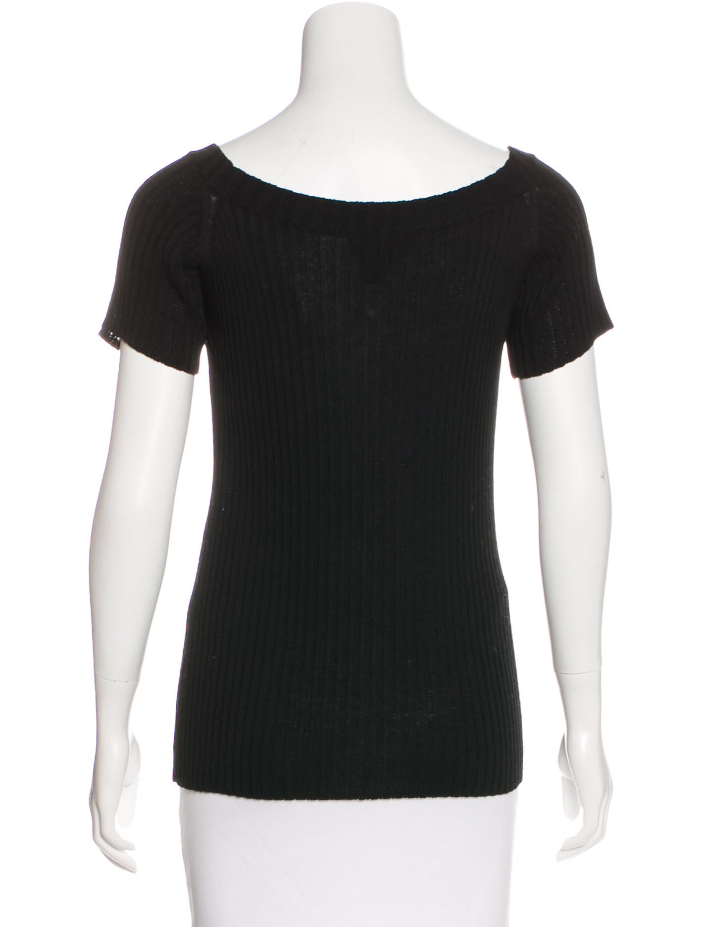 Donna Karan Rib Knit Short Sleeve TShirt Clothing DON22061 The