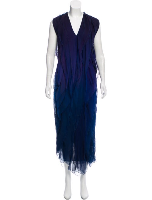 Donna Karan Silk Evening Dress Blue
