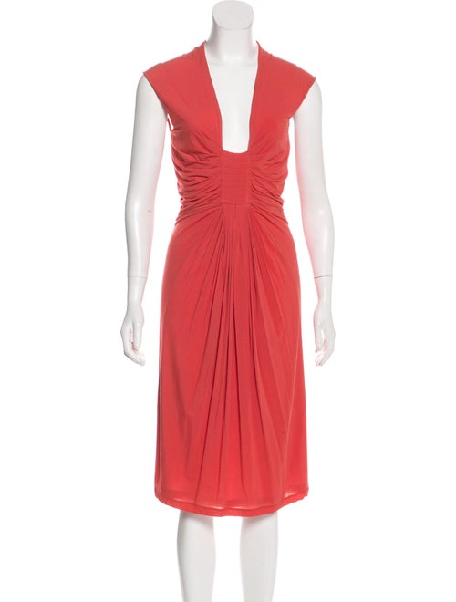 Donna Karan Sleeveless Midi Dress Coral