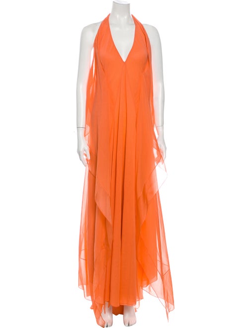 Donna Karan Silk Long Dress Orange