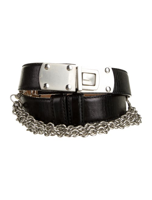Donna Karan Leather Hip Belt Black