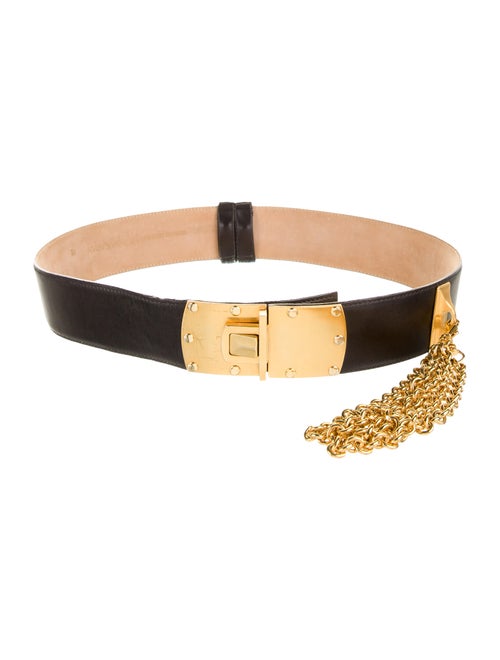 Donna Karan Leather Chain-Link Belt Black
