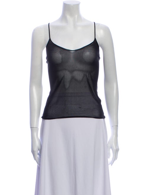 Donna Karan Silk Scoop Neck Top Black