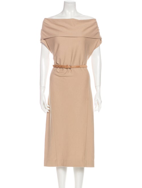 Donna Karan Wool Midi Dress Khaki