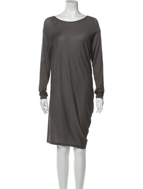 Donna Karan Scoop Neck Midi Length Dress Grey