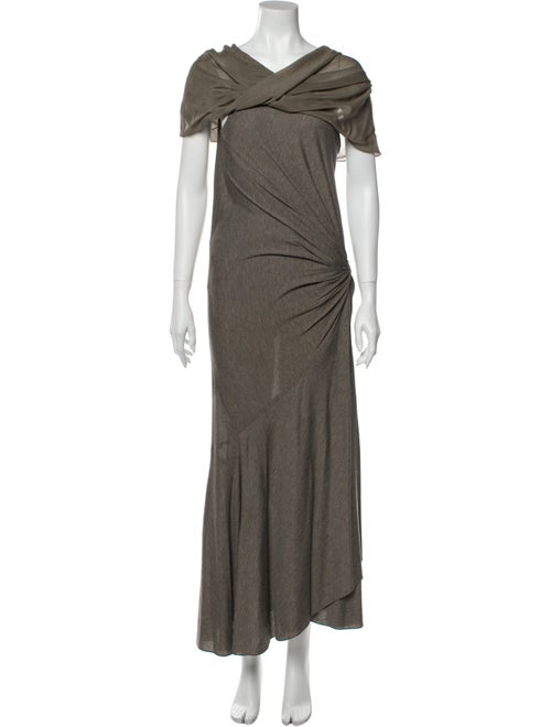 Donna Karan V-Neck Long Dress Grey