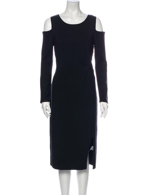 Donna Karan Scoop Neck Midi Length Dress Black