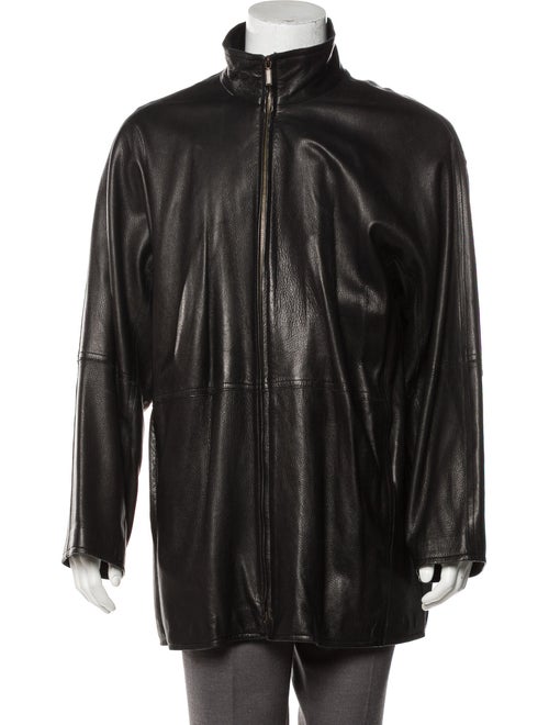 Donna Karan Leather Woven Jacket black