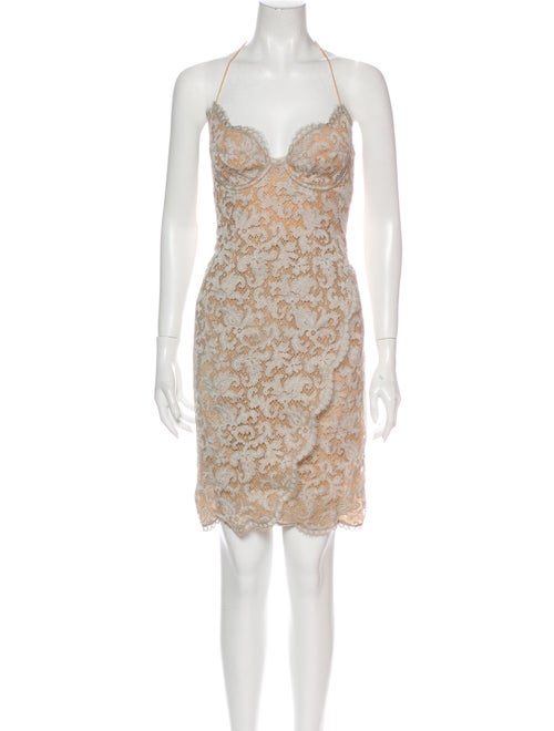 Donna Karan Lace Pattern Mini Dress Grey