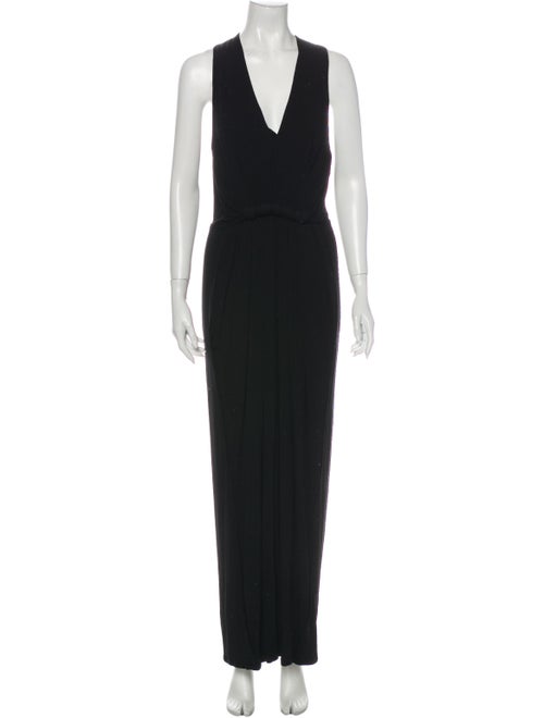 Donna Karan V-Neck Long Dress Black