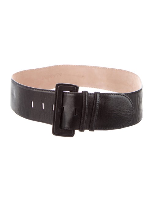 Donna Karan Leather Wide Waist Belt Black
