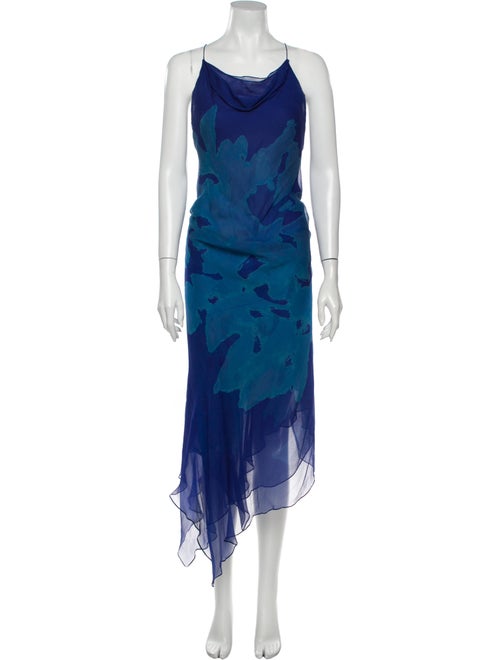 Donna Karan Silk Long Dress Blue