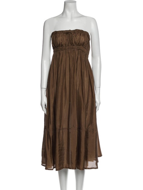 Donna Karan Strapless Long Dress Brown