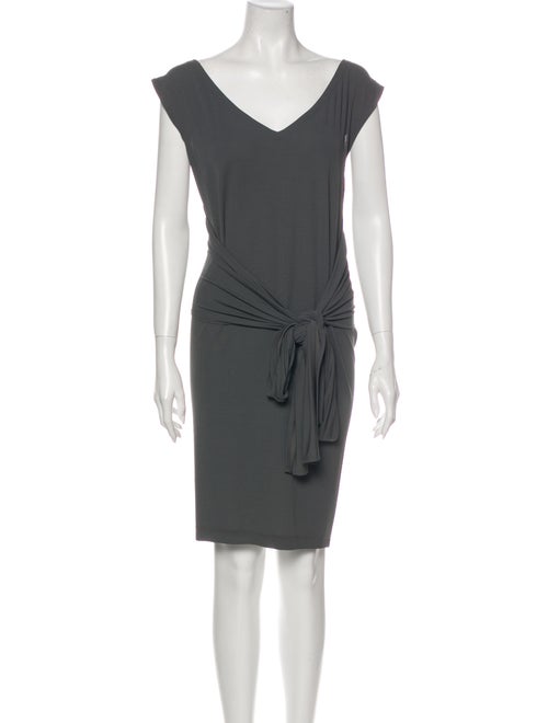 Donna Karan V-Neck Mini Dress Grey