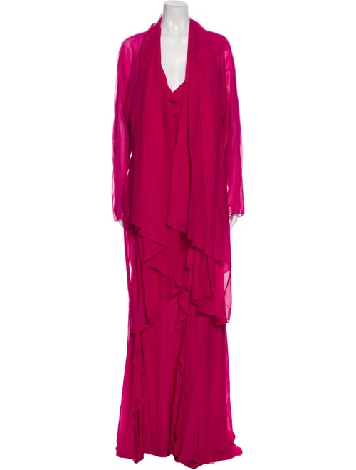 Donna Karan Silk Long Dress Pink