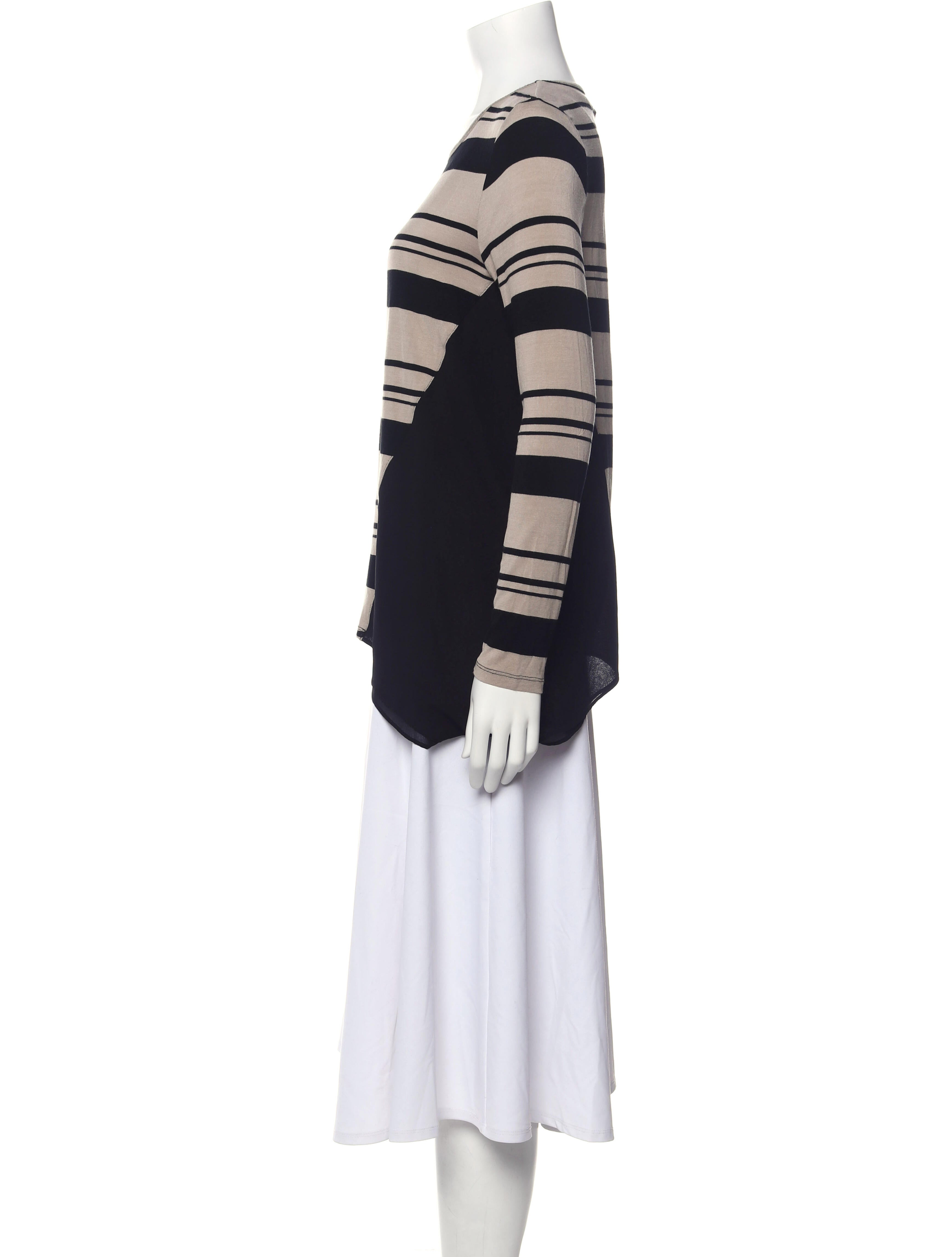 Donna Karan Striped Scoop Neck Sweater