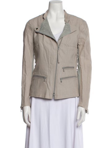 Donna Karan Jackets 2010's Linen Biker Jacket US 10 | L