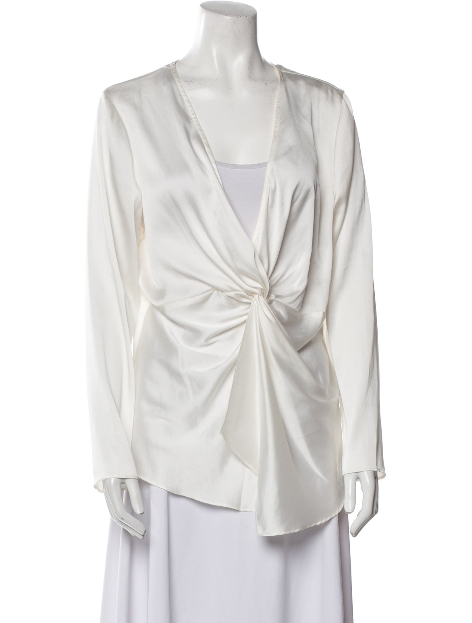 Donna Karan Plunge Neckline Long Sleeve Tunic